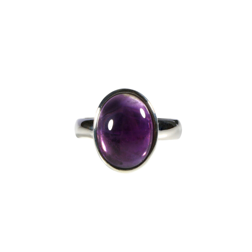 Zilveren ring amethist maat 18 1/2 | ovaal 1,5 x 1,1 cm