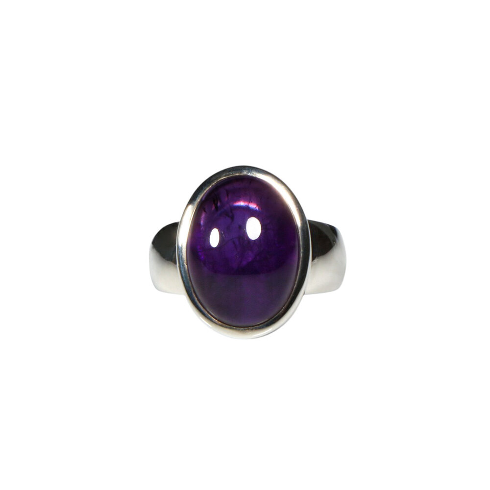 Zilveren ring amethist maat 17 1/2 | ovaal 1,5 x 1,2 cm