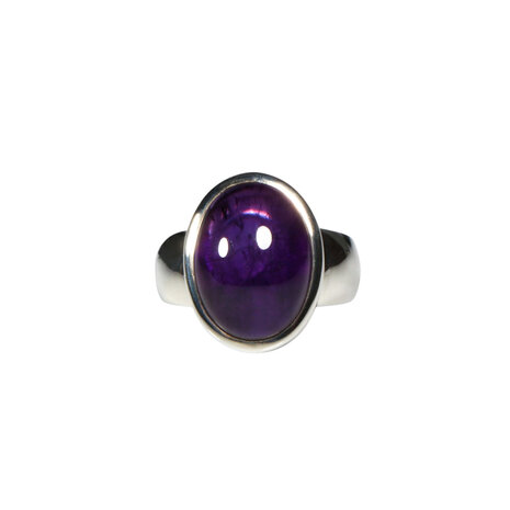 Zilveren ring amethist maat 17 1/2 | ovaal 1,5 x 1,2 cm