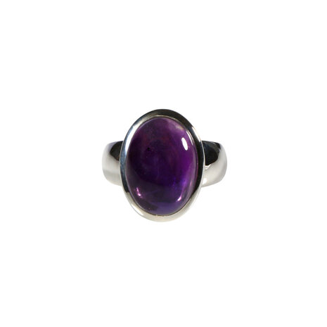 Zilveren ring amethist maat 16 1/2 | ovaal 1,5 x 1,1 cm