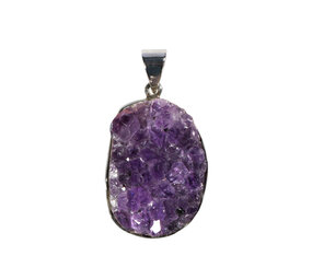 Zilveren hanger amethist | cluster ovaal 3,3 x 2,4 cm