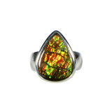 Zilveren ring ammoliet maat 17 1/2 | druppel  1,8 x 1,3 cm