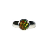 Zilveren ring ammoliet maat 19 | rond 0,9 cm