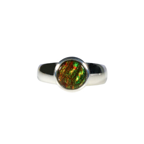 Zilveren ring ammoliet maat 19 | rond 0,9 cm