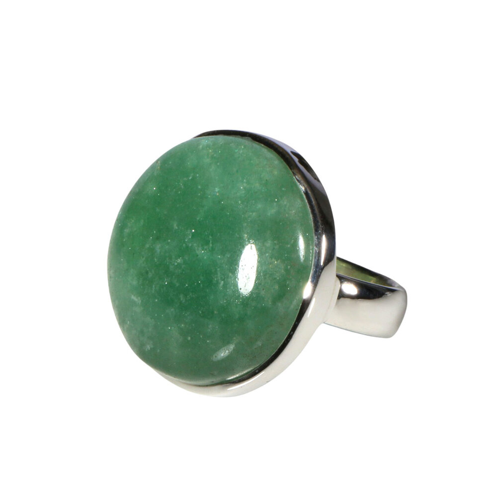 Zilveren ring aventurijn maat 20 (licht verstelbaar) | rond 2,5 cm