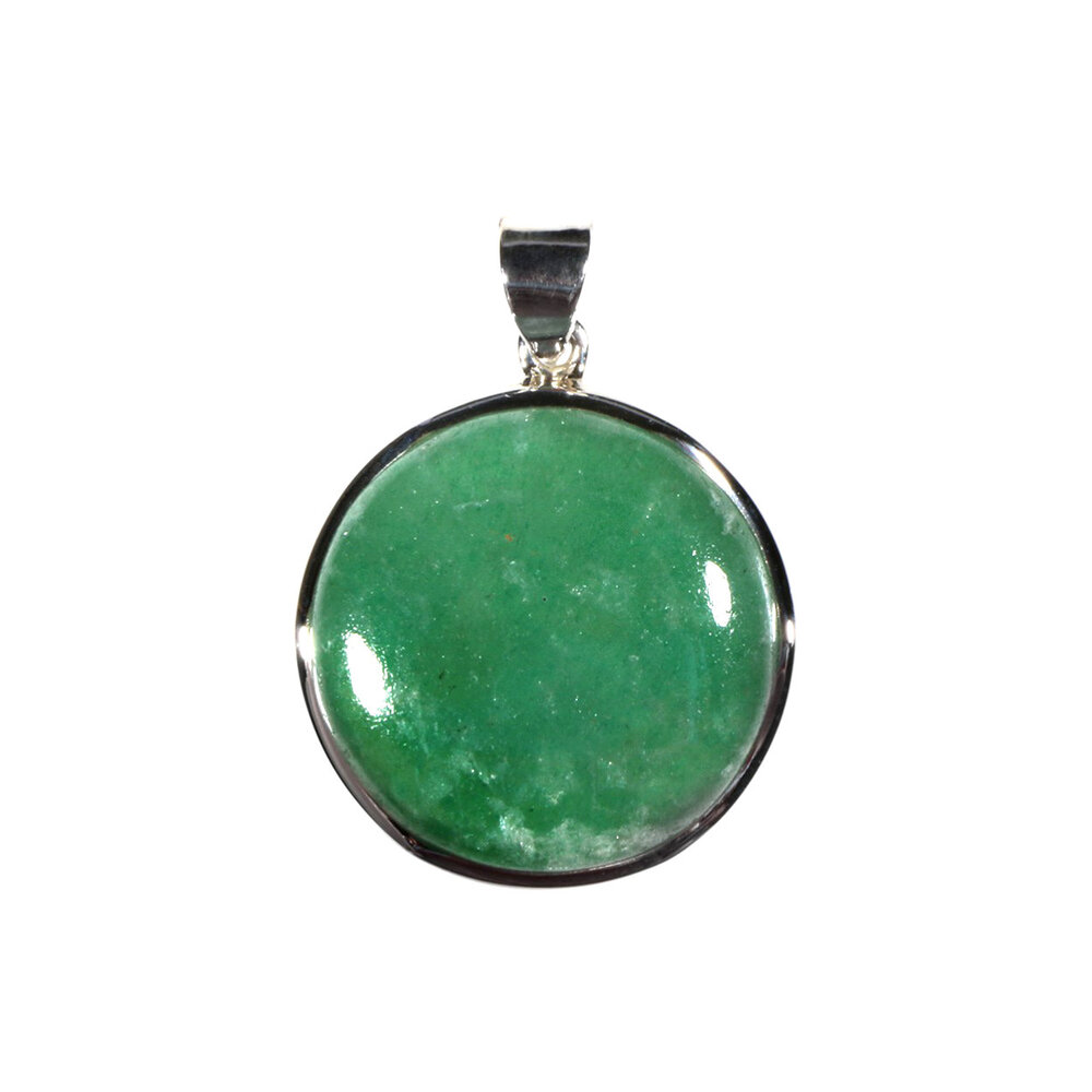 Zilveren hanger aventurijn | rond 2,5 cm