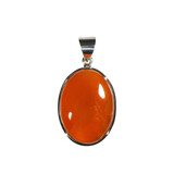 Zilveren hanger carneool | ovaal 2,6 x 1,9 cm