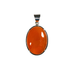Zilveren hanger carneool | ovaal 2,6 x 1,9 cm