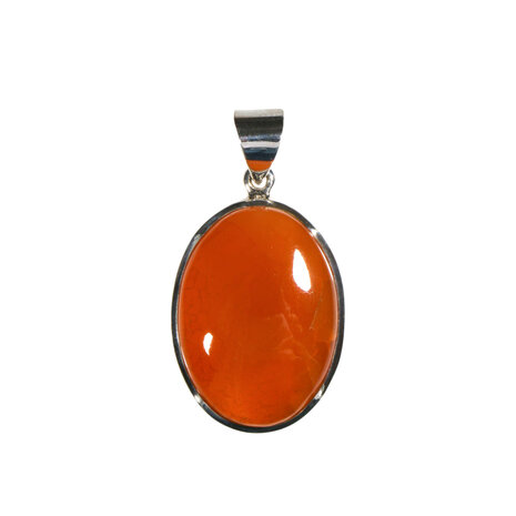 Zilveren hanger carneool | ovaal 2,6 x 1,9 cm