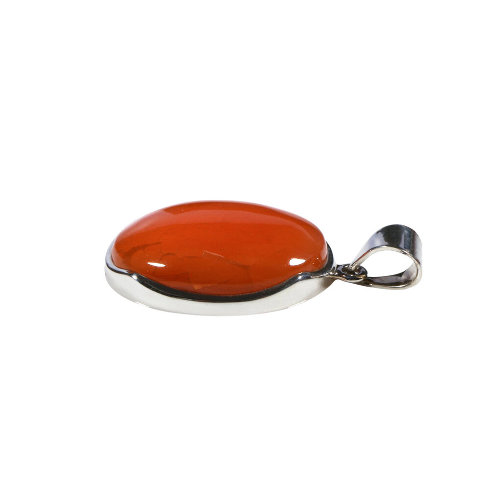 Zilveren hanger carneool | ovaal 2,6 x 1,9 cm