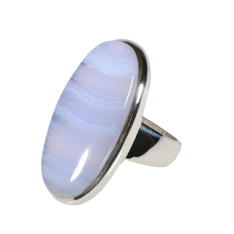 Zilveren ring chalcedoon maat 16 1/2 | ovaal 3,2 x 1,6 cm