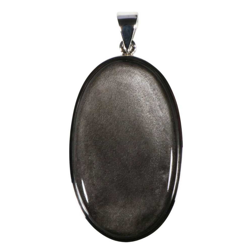 Zilveren hanger zilver obsidiaan | ovaal 4,8 x 2,8 cm
