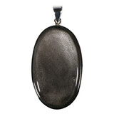 Zilveren hanger zilver obsidiaan | ovaal 4,8 x 2,8 cm