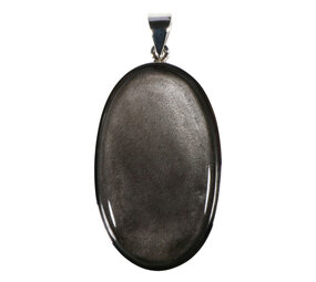 Zilveren hanger zilver obsidiaan | ovaal 4,8 x 2,8 cm
