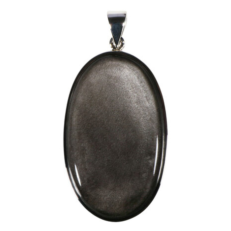 Zilveren hanger zilver obsidiaan | ovaal 4,8 x 2,8 cm