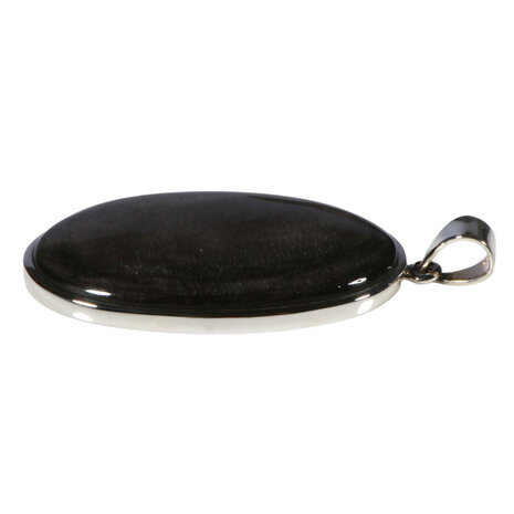 Zilveren hanger zilver obsidiaan | ovaal 4,8 x 2,8 cm
