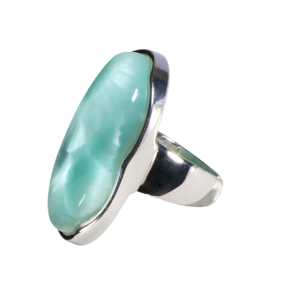 Zilveren ring pectoliet maat 17 1/2  | ovaal 3,2 x 1,2 cm