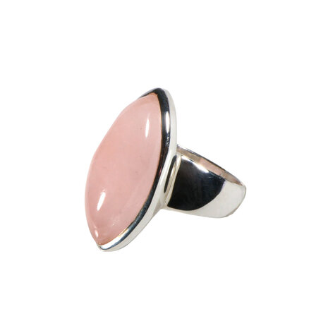Zilveren ring rozenkwarts maat 17 1/2 | markies 2,4 x 1,1 cm