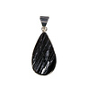 Zilveren hanger toermalijn (zwart) ruw | druppel 2,7 x 1,6 cm