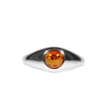Zilveren ring barnsteen maat 17 | brede rand rond 6 mm