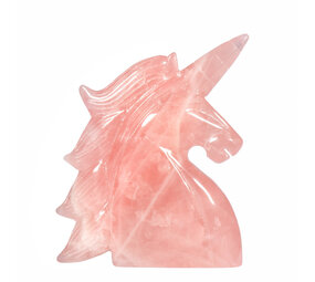 Rozenkwarts eenhoorn 17,5 x 11 x 3,2 cm | 691 gram Rozenkwarts eenhoorn 17,5 x 11 x 3,2 cm | 691 gram