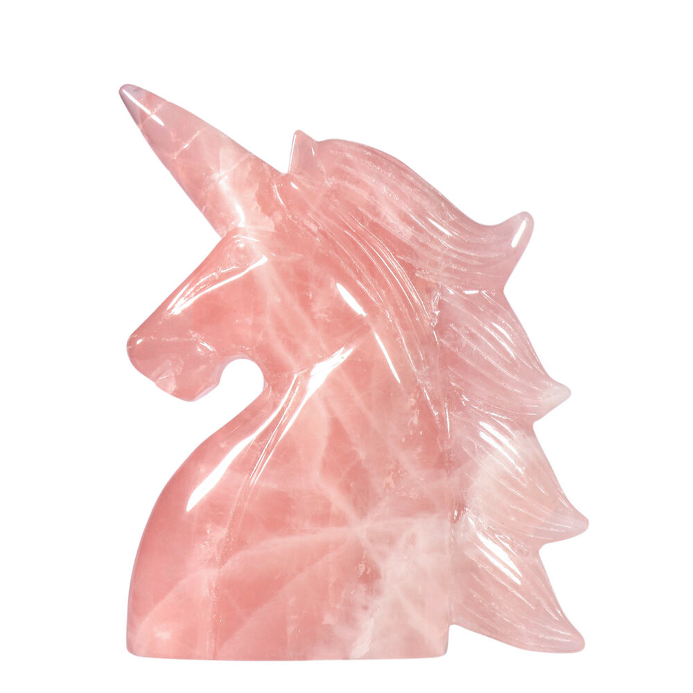 Rozenkwarts eenhoorn 17,5 x 11 x 3,2 cm | 691 gram Rozenkwarts eenhoorn 17,5 x 11 x 3,2 cm | 691 gram
