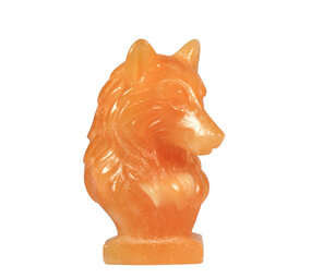 Calciet (oranje) wolvenkop 7,8 x 4,3 x 6,1 cm Calciet (oranje) wolvenkop 7,8 x 4,3 x 6,1 cm