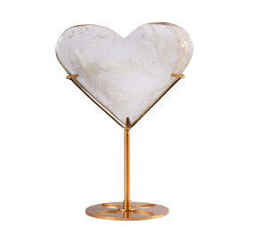 Bergkristal hart op standaard (goudkleurig) 9,8 x 12,8 x 1,6 cm | 303 gram Bergkristal hart op standaard (goudkleurig) 9,8 x 12,8 x 1,6 cm | 303 gram