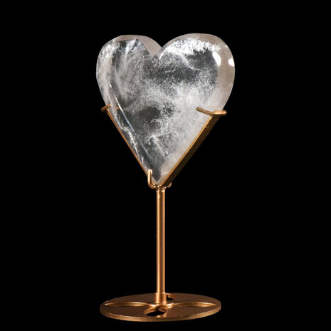 Bergkristal hart op standaard (goudkleurig) 9,8 x 12,8 x 1,6 cm | 303 gram Bergkristal hart op standaard (goudkleurig) 9,8 x 12,8 x 1,6 cm | 303 gram