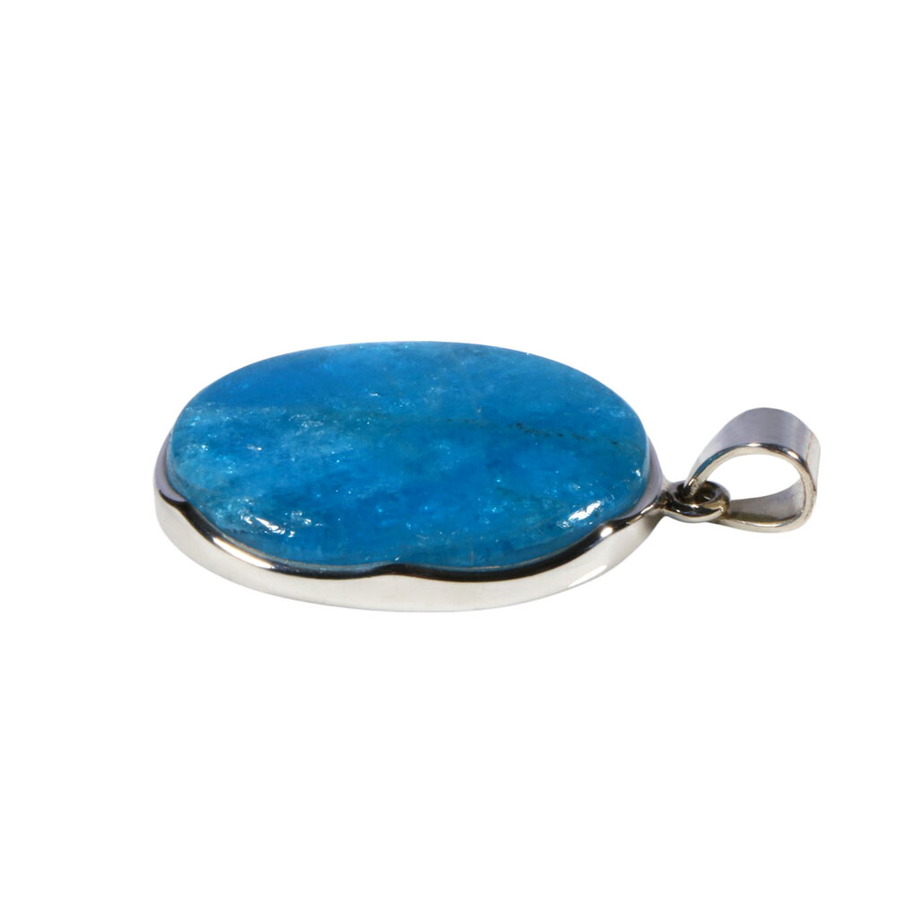 Zilveren hanger apatiet | ovaal 3,2 x 2,6 cm Zilveren hanger apatiet | ovaal 3,2 x 2,6 cm