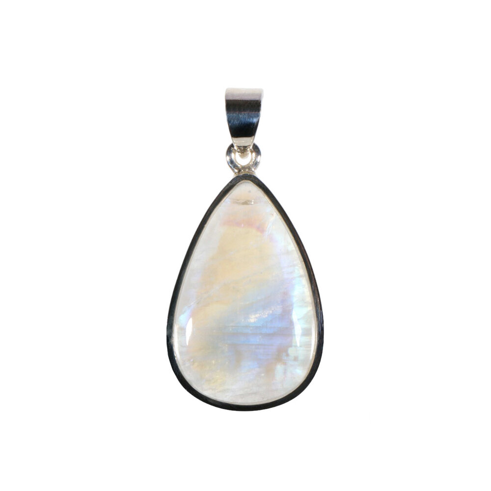 Zilveren hanger maansteen (regenboog) | druppel 2,7 x 1,7 cm Zilveren hanger maansteen (regenboog) | druppel 2,7 x 1,7 cm