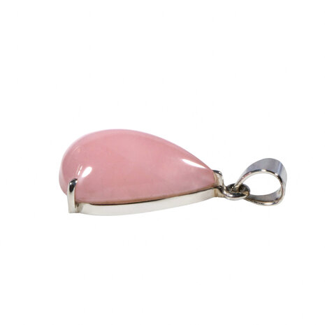 Zilveren hanger rozenkwarts | druppel (gezet) 2,7 x 1,8 cm