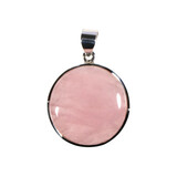 Zilveren hanger rozenkwarts | rond 2,6 cm