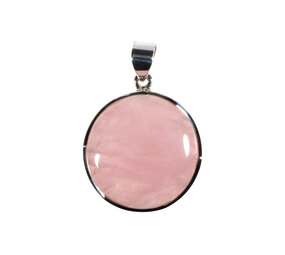 Zilveren hanger rozenkwarts | rond 2,6 cm