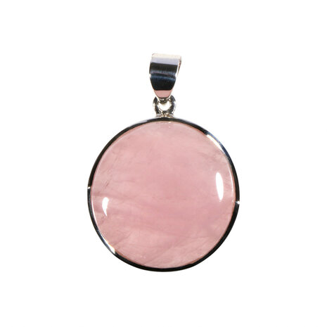 Zilveren hanger rozenkwarts | rond 2,6 cm