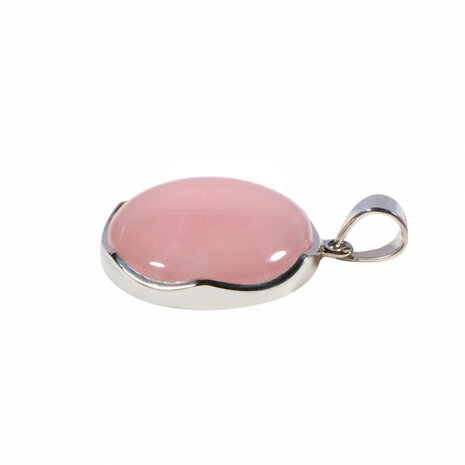 Zilveren hanger rozenkwarts | rond 2,6 cm