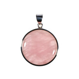 Zilveren hanger rozenkwarts | rond 2,8 cm (2)