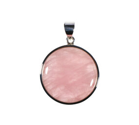 Zilveren hanger rozenkwarts | rond 2,8 cm (2)