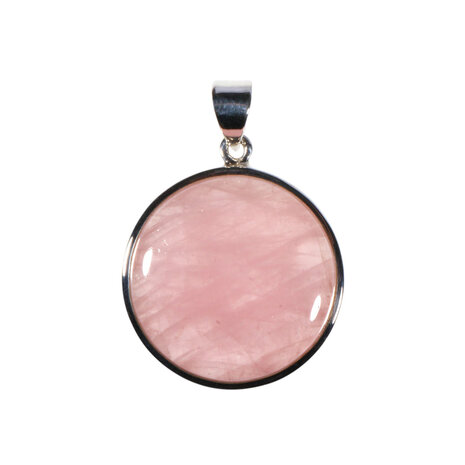 Zilveren hanger rozenkwarts | rond 2,8 cm (2)