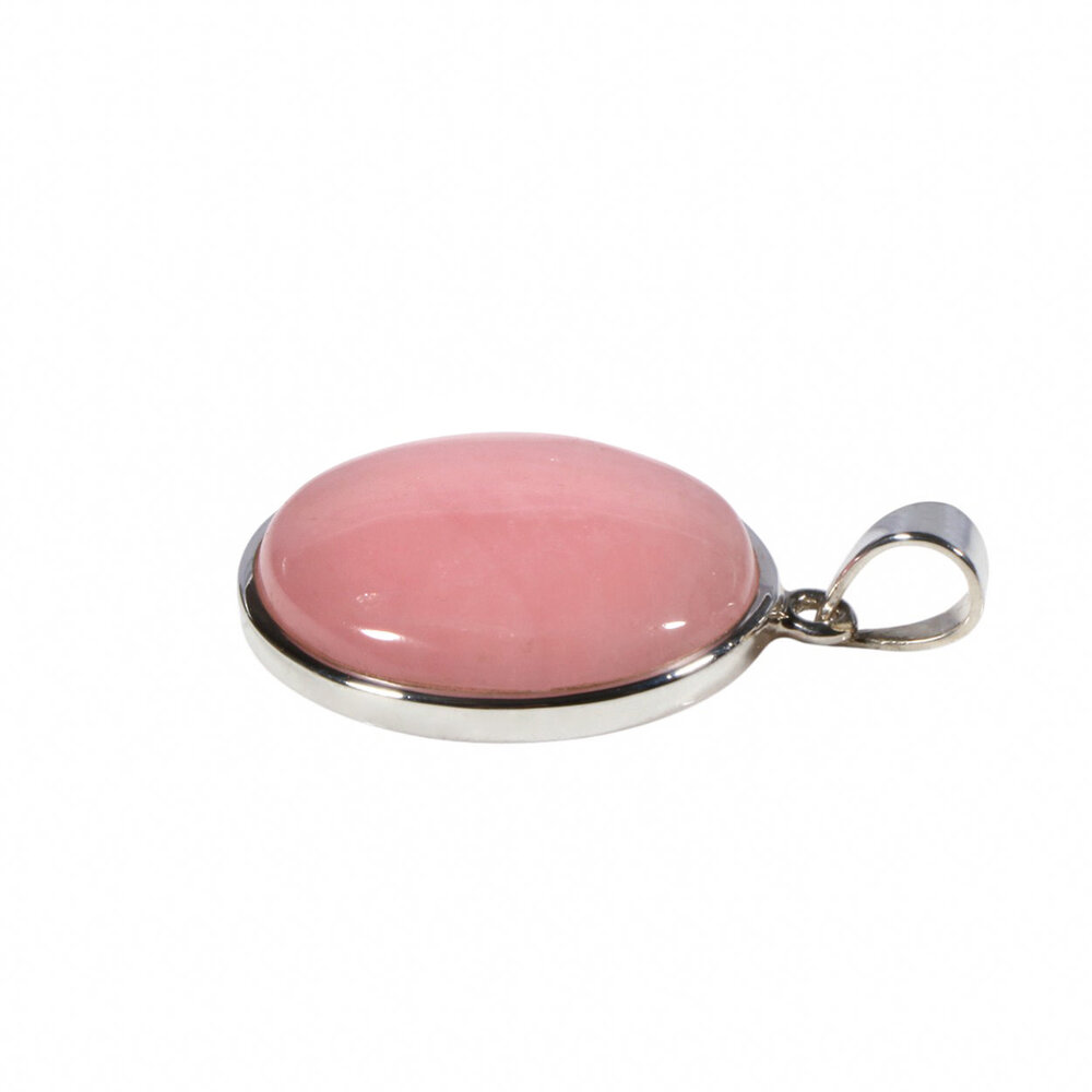 Zilveren hanger rozenkwarts | rond 2,8 cm (2)