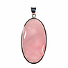Zilveren hanger rozenkwarts | ovaal 4,2 x 2,3 cm