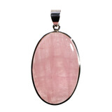 Zilveren hanger rozenkwarts | ovaal 4 x 2,6 cm