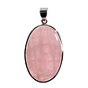 Zilveren hanger rozenkwarts | ovaal 4 x 2,6 cm