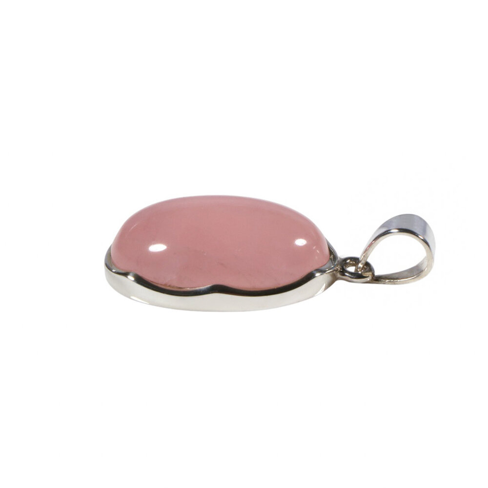 Zilveren hanger rozenkwarts | ovaal 2,6 x 1,5 cm