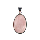 Zilveren hanger rozenkwarts | ovaal 2,8 x 1,8 cm