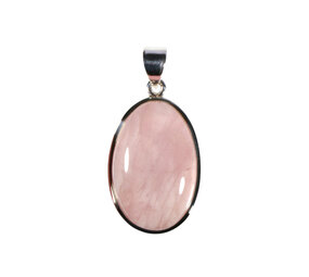 Zilveren hanger rozenkwarts | ovaal 2,8 x 1,8 cm