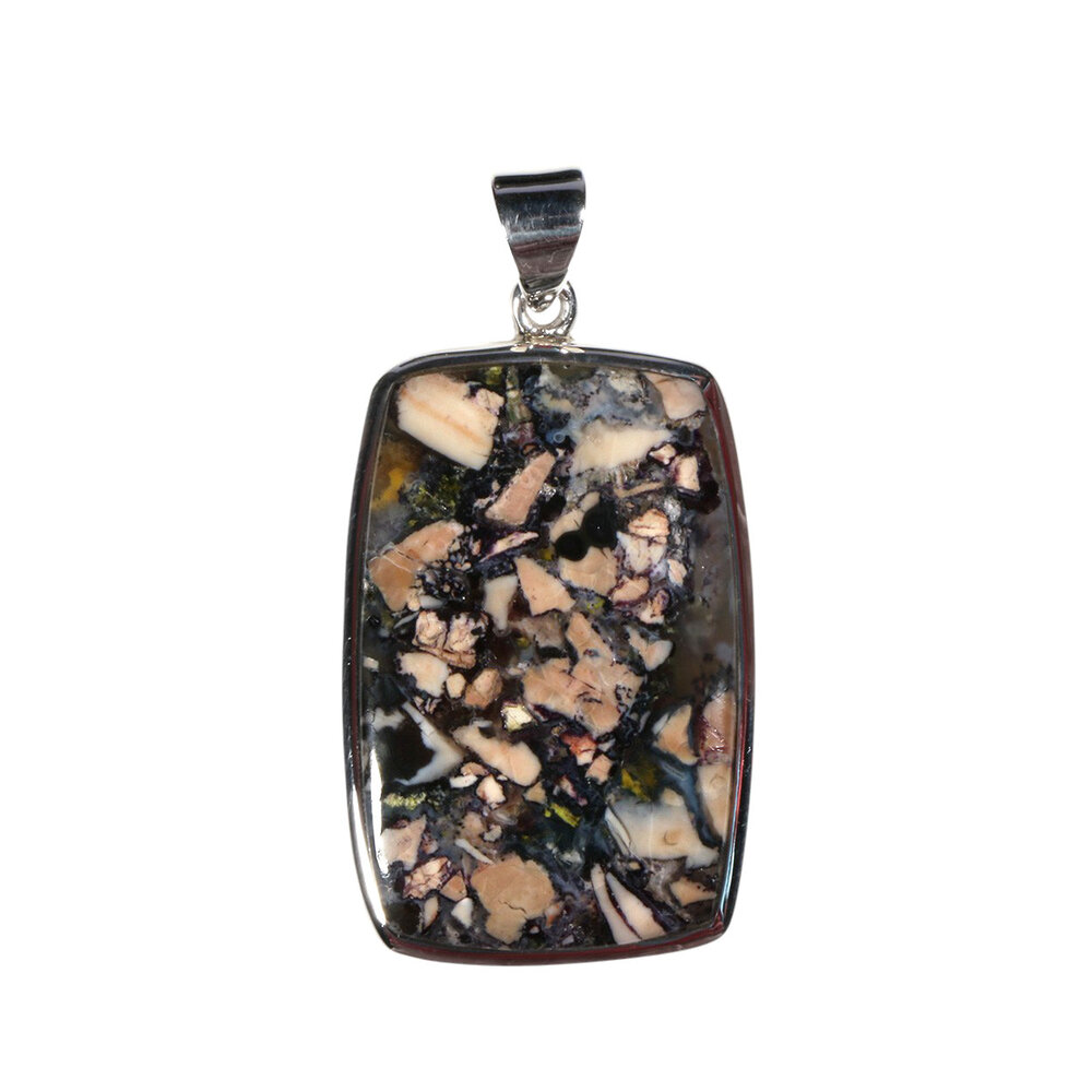 Zilveren hanger Tiffany stone gezet | rechthoek 3,3 x 2,1 cm