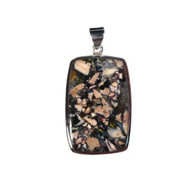 Zilveren hanger Tiffany stone gezet | rechthoek 3,3 x 2,1 cm