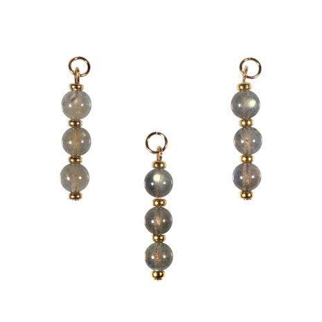 Gold filled hanger labradoriet A-kwaliteit | 3 bolletjes