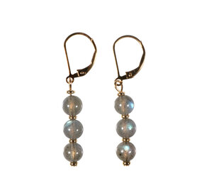 Gold filled oorbellen labradoriet A-kwaliteit | 3 bolletjes Gold filled oorbellen labradoriet A-kwaliteit | 3 bolletjes